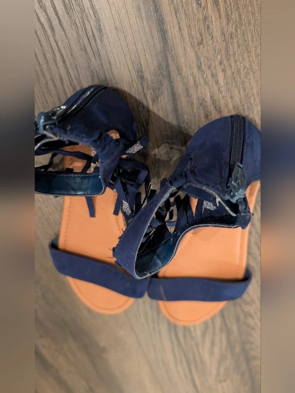 3/$16 Navy Fringe Open-Toe Sandal